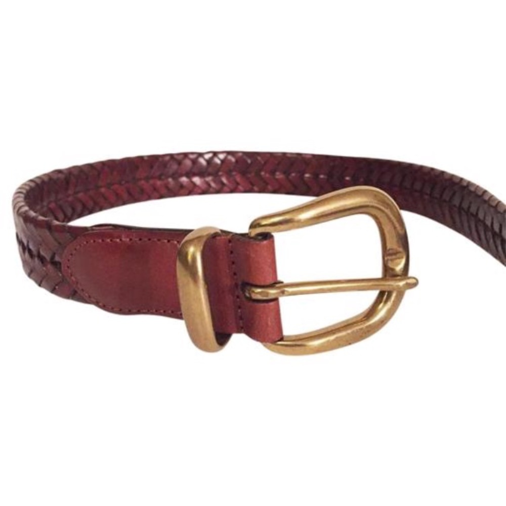 {Coach} Vintage Buckle Leather Woven Brown Belt